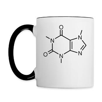 Koffein Molekül Strukturformel - Tasse zweifarbig - Weiß/Schwarz - Links