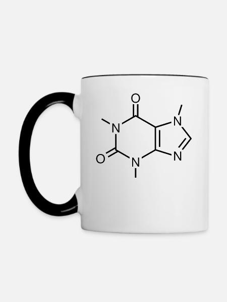 Koffein Molekül Strukturformel - Tasse zweifarbig - Weiß/Schwarz