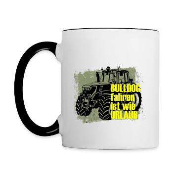 Bulldog fahren Vers01 - Tasse zweifarbig - Weiß/Schwarz - Links