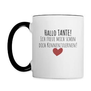 Hallo Tante! Ich freue mich dich kennenzulernen! - Tasse zweifarbig - Weiß/Schwarz - Links