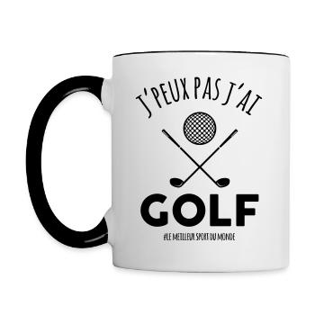 j'peux pas j'ai golf - Mug contrasté - blanc/noir - Gauche