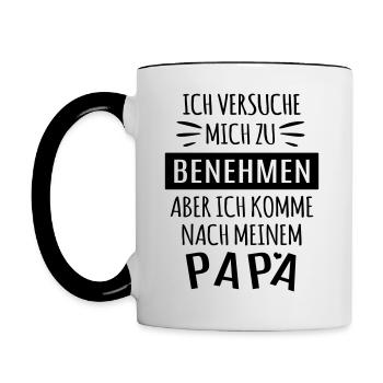 Geburt Geschenkidee lustig Baby Papa Vater Eltern - Tasse zweifarbig - Weiß/Schwarz - Links