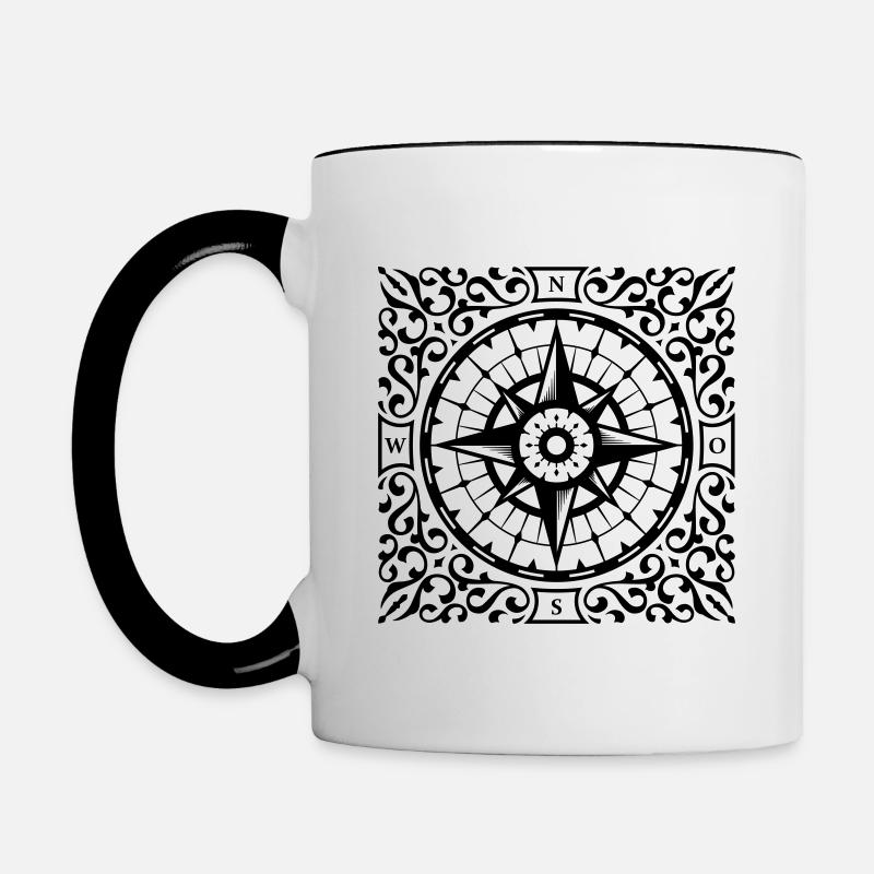 Compass ornaments - Contrasting Mug - white/black