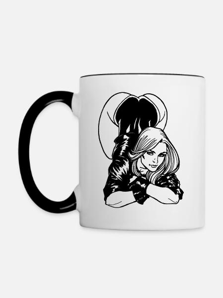 Sexy Mädchen - Tasse zweifarbig - Weiß/Schwarz