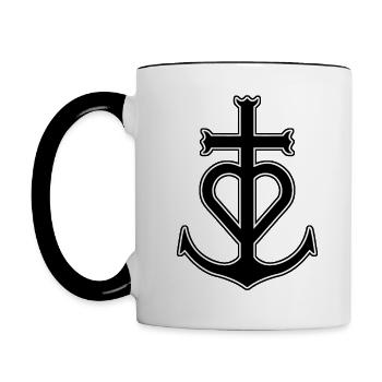 Kreuz - Tasse zweifarbig - Weiß/Schwarz - Links