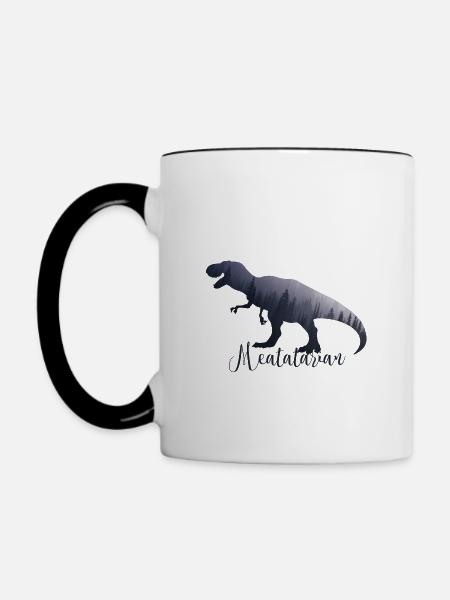 Fleischfresser T-Rex Dinosaurier Fleischesser - Tasse zweifarbig - Weiß/Schwarz