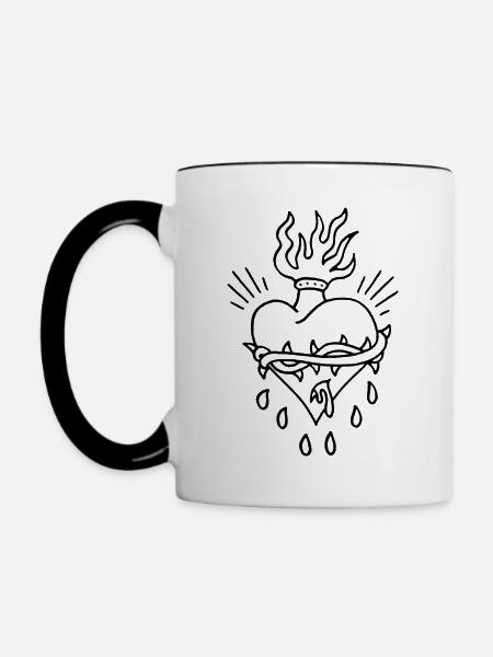 Herzen - Tasse zweifarbig - Weiß/Schwarz