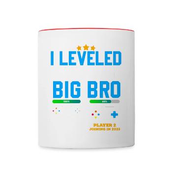 Zum ersten Mal Big Brother Gamer Boy 2023 neuer Bruder - Tasse zweifarbig - Weiß/Rot - Vorne