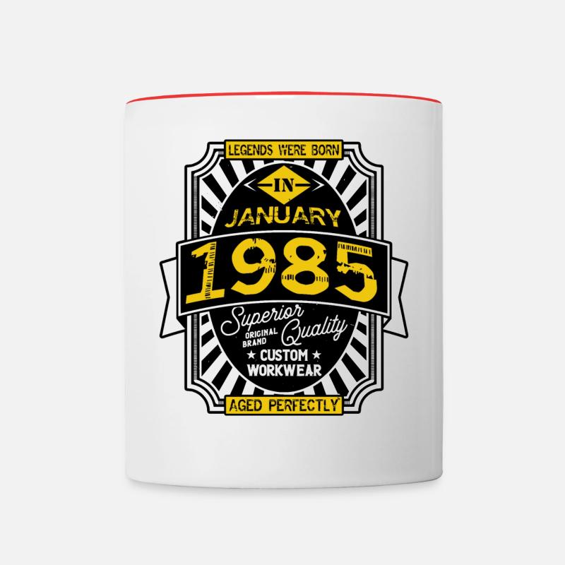 1985 JANUARY - Contrasting Mug - white/red