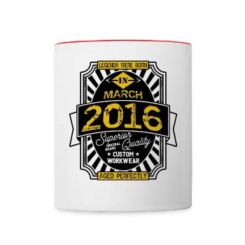 2016 MÄRZ - Tasse zweifarbig - Weiß/Rot - Vorne