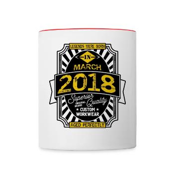 2018 MÄRZ - Tasse zweifarbig - Weiß/Rot - Vorne