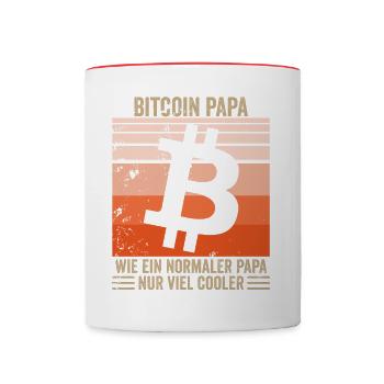 Bitcoin Papa - Tasse zweifarbig - Weiß/Rot - Vorne