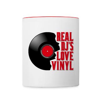 REAL DJ'S LOVE VINYL - Mug contrasté - blanc/rouge - Devant