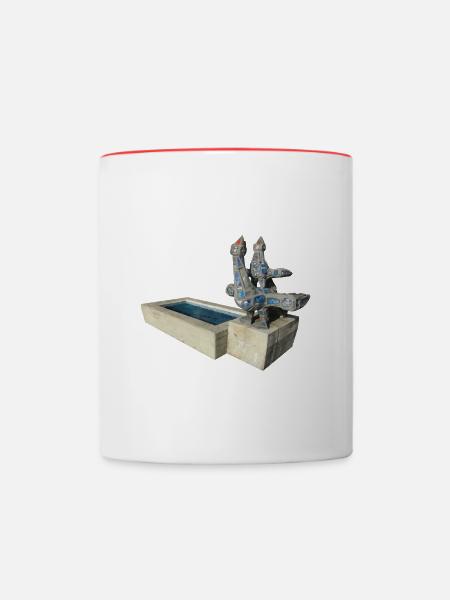 Vogelbrunnen - Tasse zweifarbig - Weiß/Rot