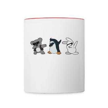 Dabbing Dab Koala Bear Penguin Lapin Lapin - Mug contrasté - blanc/rouge - Devant
