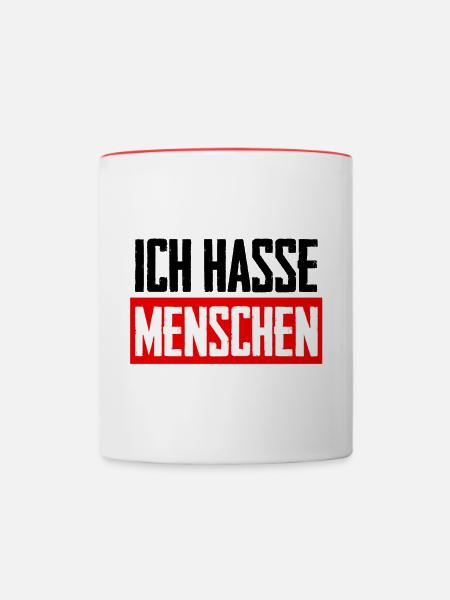 Ich hasse Menschen - Tasse zweifarbig - Weiß/Rot