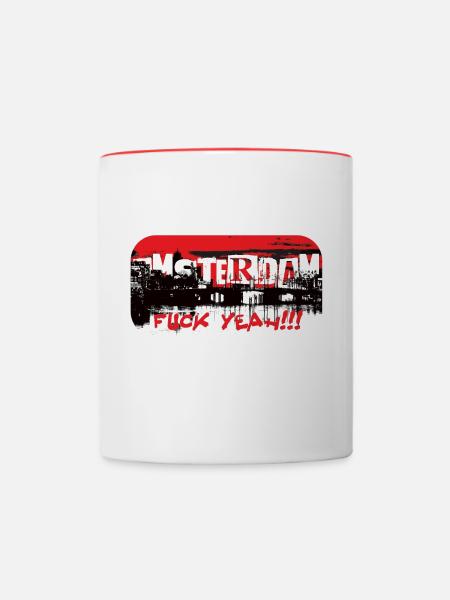 Amsterdam fuck yeah - Tasse zweifarbig - Weiß/Rot