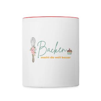 Backen macht die Welt besser! - Tasse zweifarbig - Weiß/Rot - Vorne