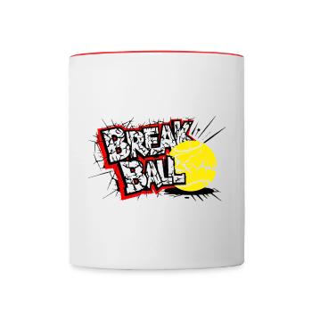 Breakball Tennis Shirt Design - Tasse zweifarbig - Weiß/Rot - Vorne