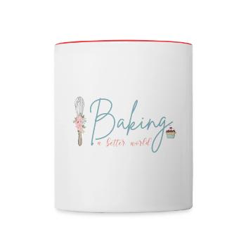 Cuisiner un monde meilleur! - Mug contrasté - blanc/rouge - Devant