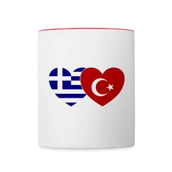 Grèce Turquie Drapeau Coeur - Mug contrasté - blanc/rouge - Devant