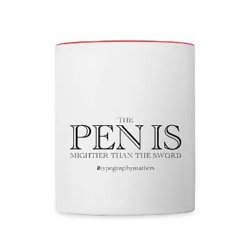 Pen Is Mightier Than The Sword - Contrasting Mug - white/red - Front