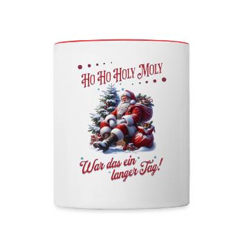 Ho Ho Holy Moly – Santa needs a break! - Contrasting Mug - white/red - Front