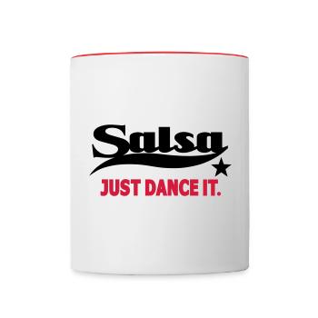 Salsa Just Dance It - Salsa Dance Shirt - Tasse zweifarbig - Weiß/Rot - Vorne