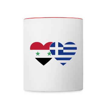 Syria Greece Flag Heart - Contrasting Mug - white/red - Front