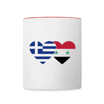 Greece Syria Flag Heart - Contrasting Mug - white/red - Front