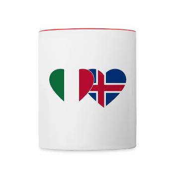 Italie Islande Flag Coeur - Mug contrasté - blanc/rouge - Devant