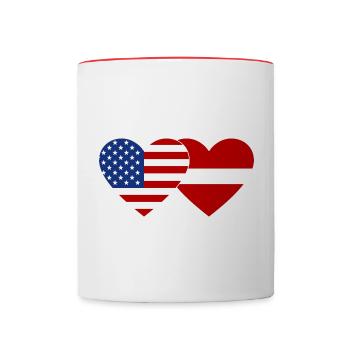 USA Lettland Flagge Herz - Tasse zweifarbig - Weiß/Rot - Vorne