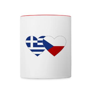 Griechenland Tschechien Flagge Herz - Tasse zweifarbig - Weiß/Rot - Vorne