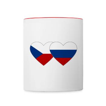 Czech Republic Russia Flag Heart - Contrasting Mug - white/red - Front