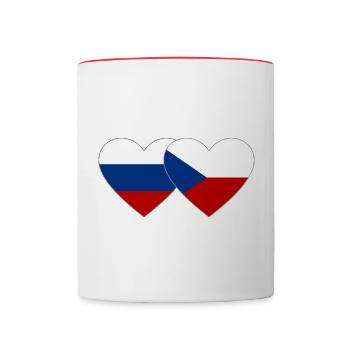 Russland Tschechien Flagge Herz - Tasse zweifarbig - Weiß/Rot - Vorne