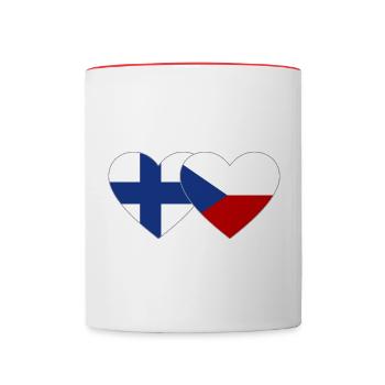 Finnland Tschechien Flagge Herz - Tasse zweifarbig - Weiß/Rot - Vorne