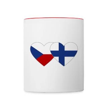 République tchèque Finlande Flag Heart - Mug contrasté - blanc/rouge - Devant