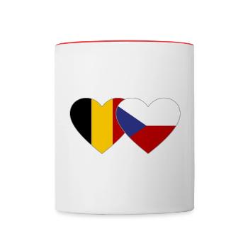 Belgique République tchèque Flag Heart - Mug contrasté - blanc/rouge - Devant