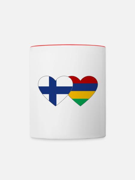 Finnland Mauritius Flagge Herz - Tasse zweifarbig - Weiß/Rot
