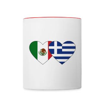 Mexico Greece Flag Heart - Contrasting Mug - white/red - Front