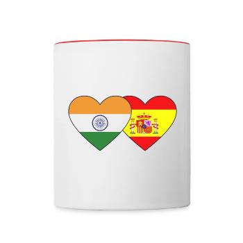 India Spain Flag Heart - Contrasting Mug - white/red - Front