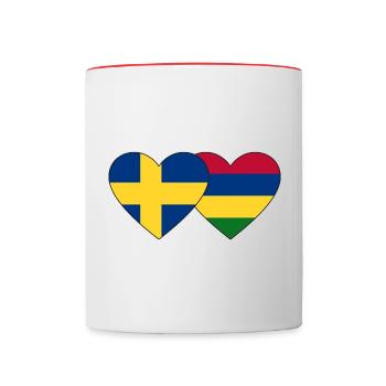 Sweden Mauritius Flag Heart - Contrasting Mug - white/red - Front