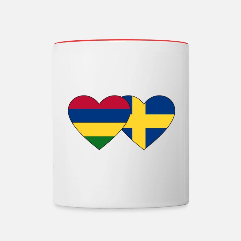 Maurice Suède Flag Heart - Mug contrasté - blanc/rouge