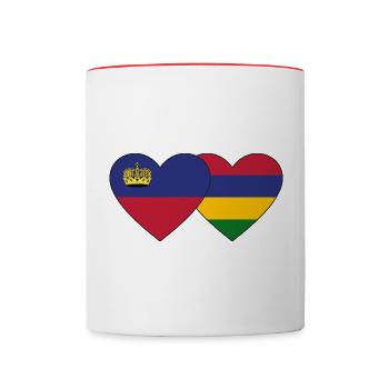 Liechtenstein Mauritius Flag Heart - Contrasting Mug - white/red - Front