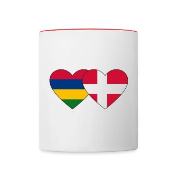 Mauritius Denmark Flag Heart - Contrasting Mug - white/red - Front