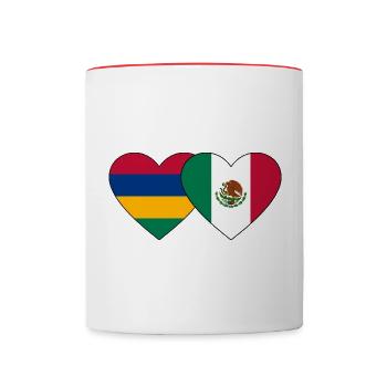 Mauritius Mexico Flag Heart - Contrasting Mug - white/red - Front