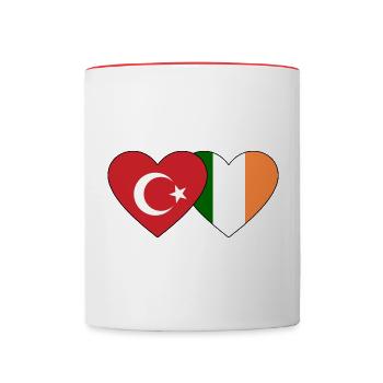 Turquie Irlande Flag Heart - Mug contrasté - blanc/rouge - Devant
