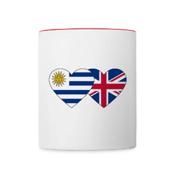 Uruguay England Herz Flagge - Tasse zweifarbig - Weiß/Rot - Vorne