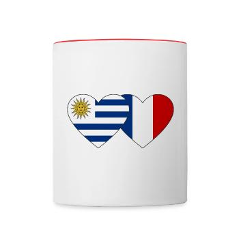Uruguay Frankreich Herz Flagge - Tasse zweifarbig - Weiß/Rot - Vorne
