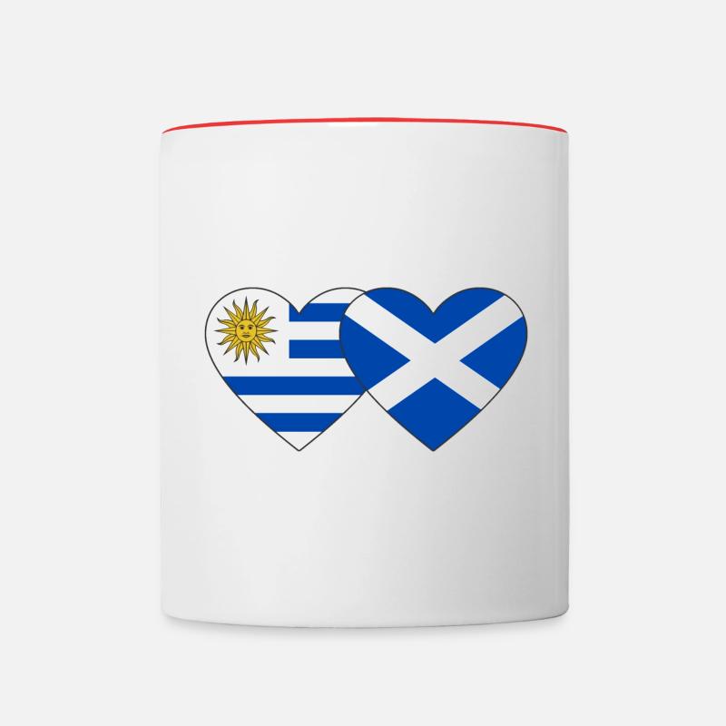 Uruguay Écosse Drapeau du cœur - Mug contrasté - blanc/rouge